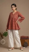K 1249 By Naisha Cotton Printed Fancy Peplum Ladies Tops 